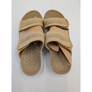 Women’s Double Strap Comfort Slide Sandals Beige Lightweight Slides Size 5.5